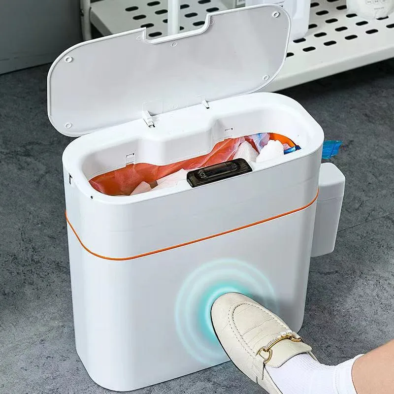 

Smart Sensor Trash Can Electronic Automatic Rubbish Can USB Waterproof Bathroom Dustbin Home Induction Garbage Bin with Cover