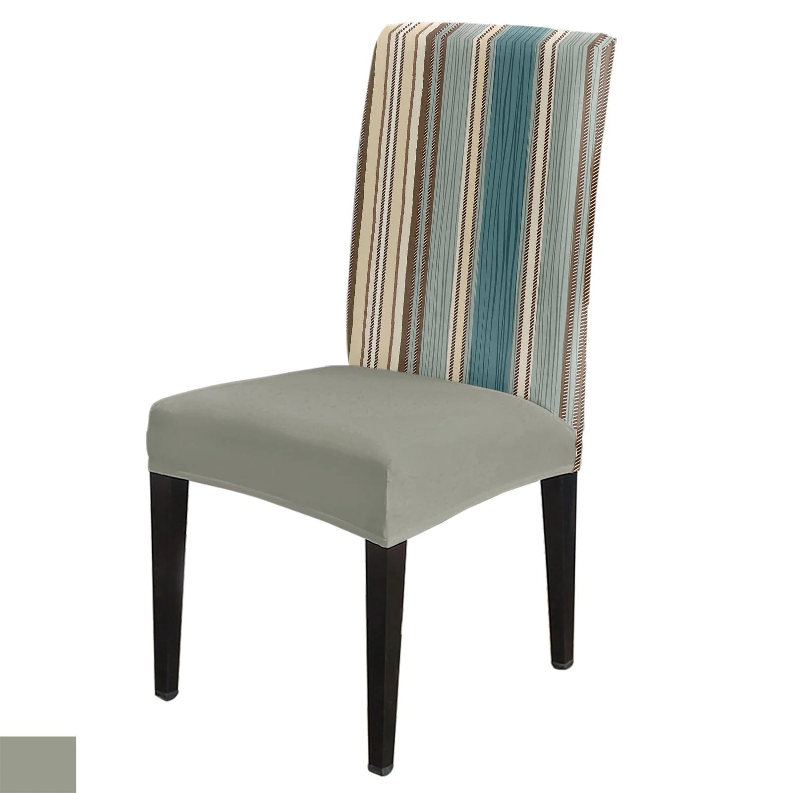Striped Boho Teal Printed Stretch Chair Cover Kitchen Dining Elastic Seat Chair Covers Chair Slipcovers for Wedding