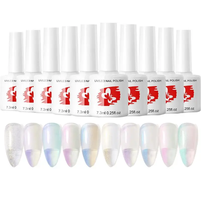 

Shimmer Mermaid Nail Polish Gel Mermaid Nail Mirror Pigment Nail Polish For Girls Women10PCS/Set