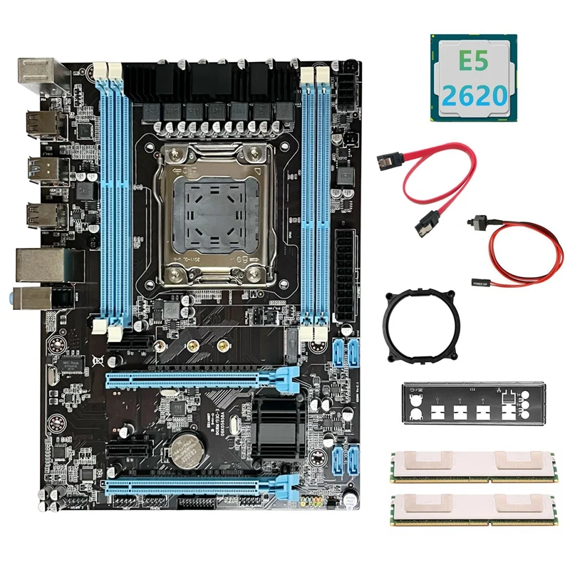 

X79 Motherboard+E5 2620 CPU+2XDDR3 4G RECC RAM+SATA Cable+Switch Cable+Baffle+Bracket LGA2011 M.2 NVME