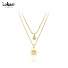 Женское Двухслойное колье Lokaer, модное ожерелье-чокер из нержавеющей стали с кристаллами и фианитами, модель N21235