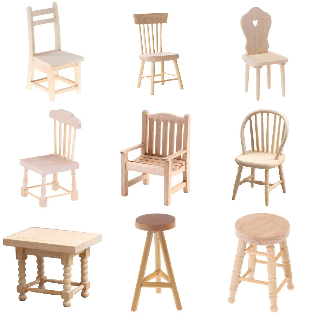 Unpainted  Furniture Modle Toys Park Bar Kitchen Doll House Decor Accessories