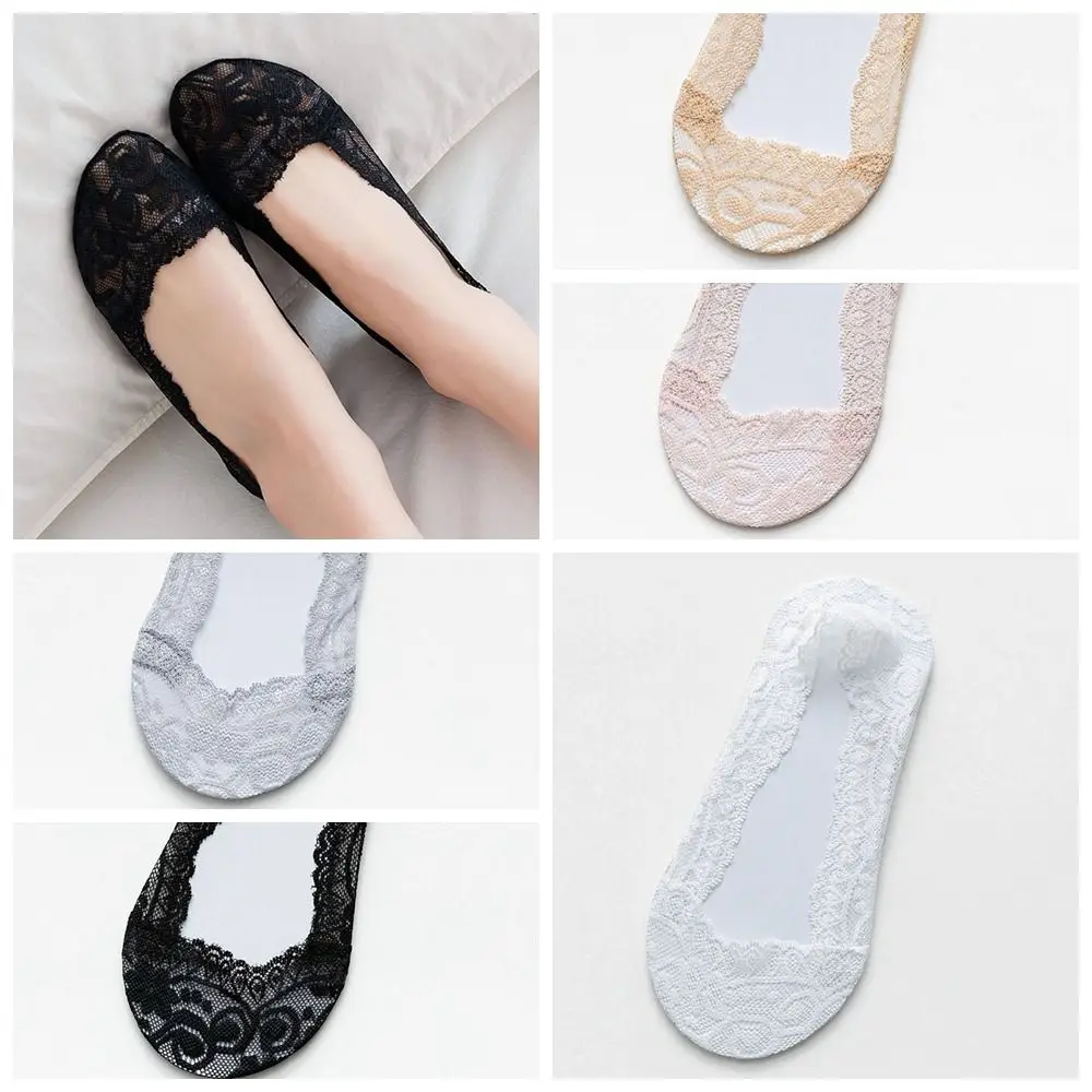 

Cute Boat Socks Non-Slip Fashion Women's Socks Hollow Lace Flower Short Socks Invisible Boat Socks Non-Slip Ankle Socks