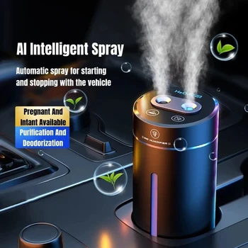 샤오미 380ML 더블 스프레이 차량 공기 가습기, USB 충전 미니 에센셜 오일 디퓨저, 무드 라이트, 무선 자동차 아로마 햄