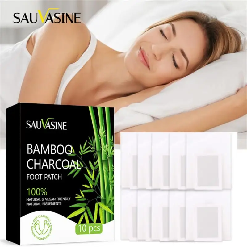

10pc Detox Foot Patch Relieve Body Pressure And Improve Sleep Bamboo Charcoal Deep Cleansing Pads Stress Relief Foot Care Tool