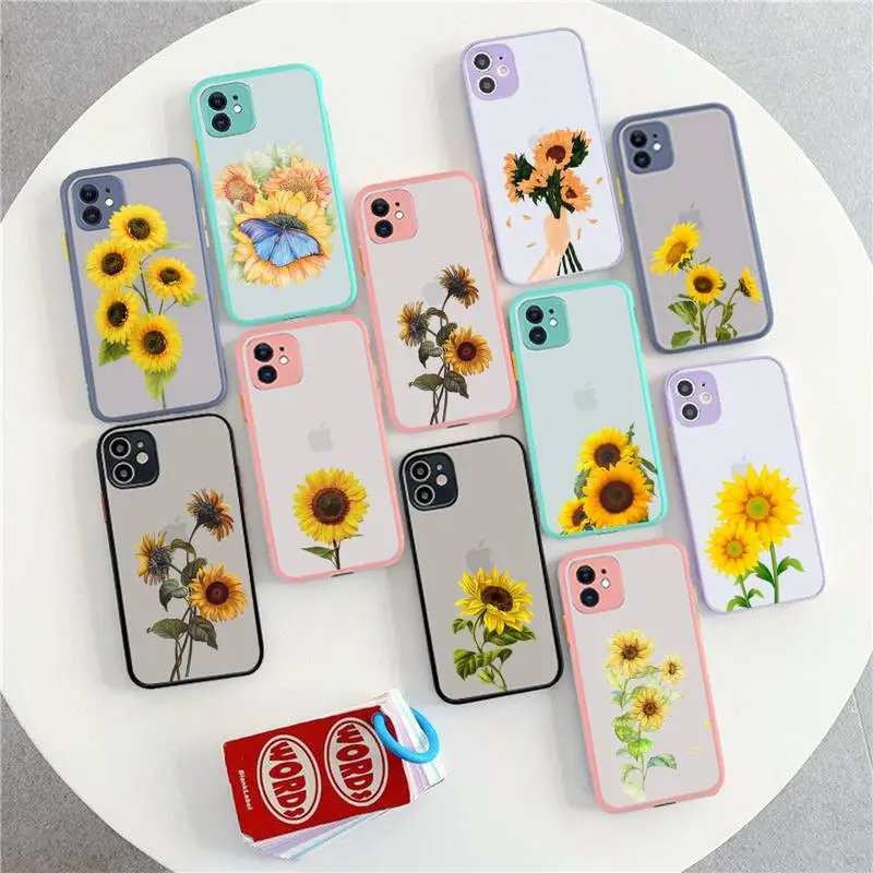 

Babaite Sun Flower Phone Case for iPhone X XR XS 7 8 Plus 11 12 13 pro MAX 13mini Translucent Matte Shockproof Case