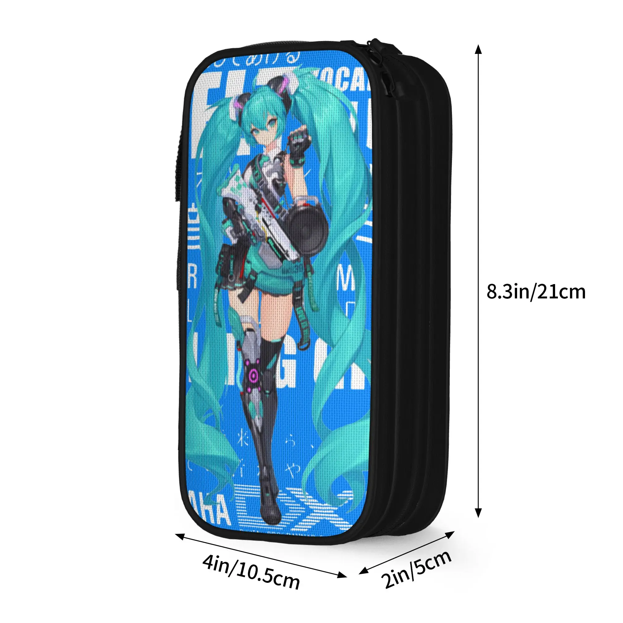 Фото Новые пеналы Hatsune Miku в стиле солдата, рок-эстетика, сексуальный аниме-дизайн, большая сумка для хранения, подарок для студентов, школьные принадлежности №3