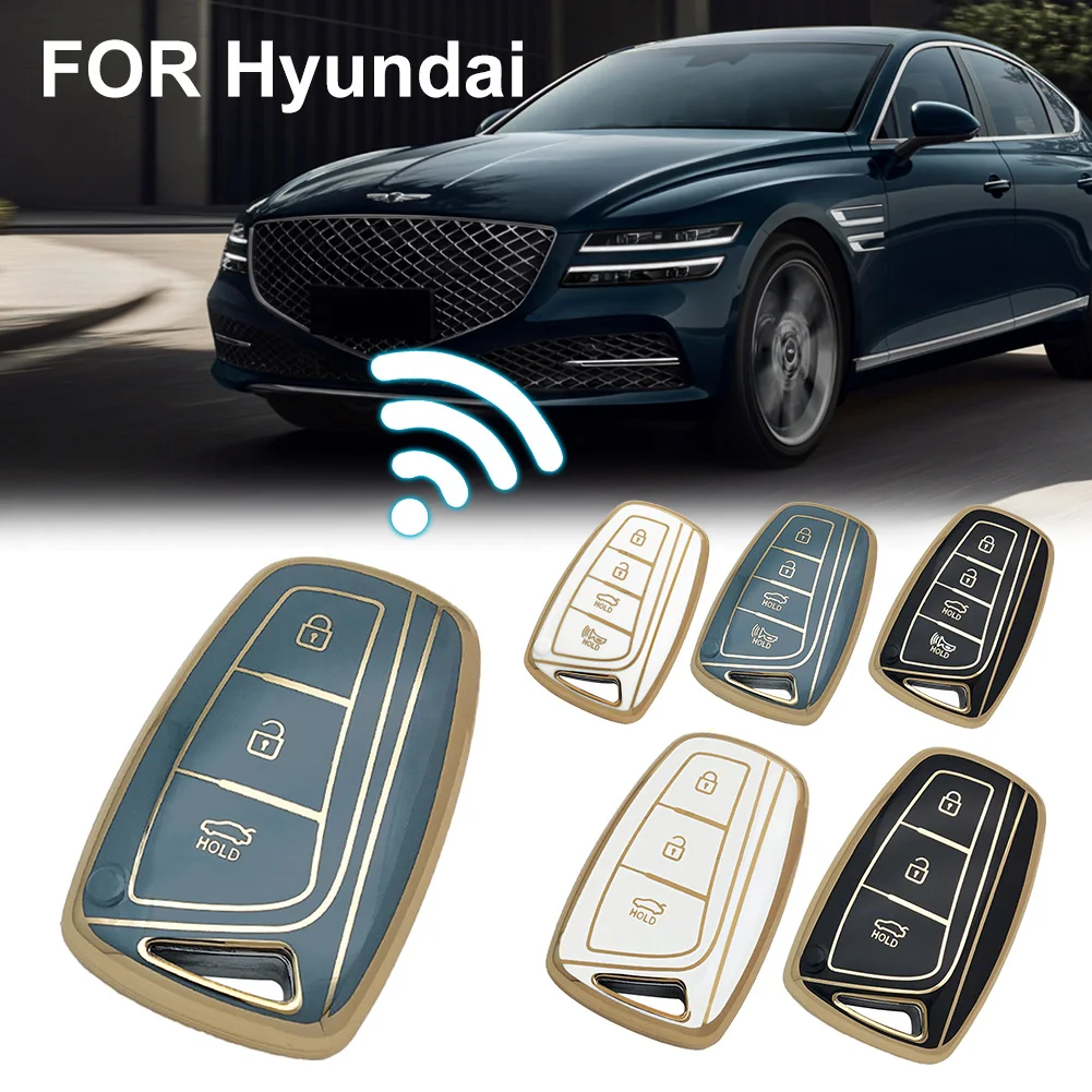 

TPU Car Key Case Shell For Hyundai Santa Fe Sport Ix45 Equus Centennial Genesis G80 Grandeur Azera 2013-2016 Cover Fob Keychain
