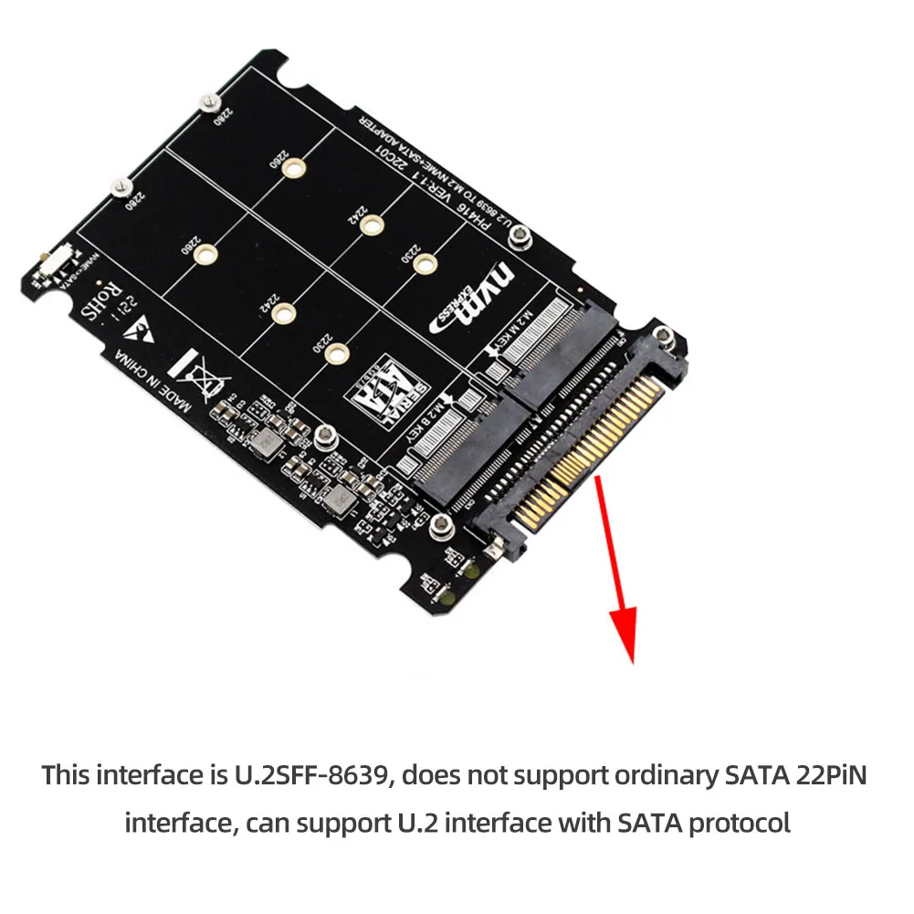 2 в 1 M.2 NVMe SATA U.2 карта адаптера жесткого диска PCIe4.0x4 NVME ключ M B к для 2230/2242/2260/2280 SSD