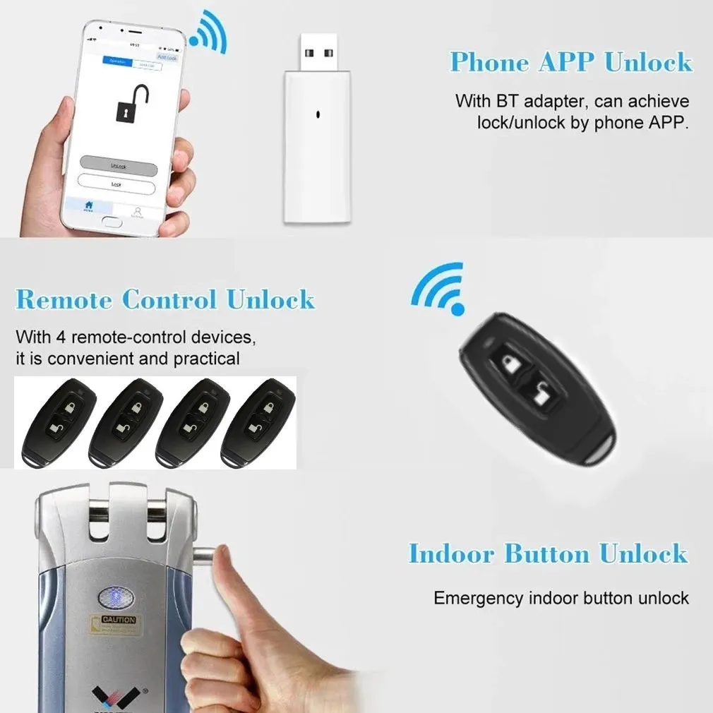Wafu 019 Smart Lock Wireless WIFI Bluetooth Control Support Tuya APP Electronic Keyless Door Invisible Lock 433MHz images - 6