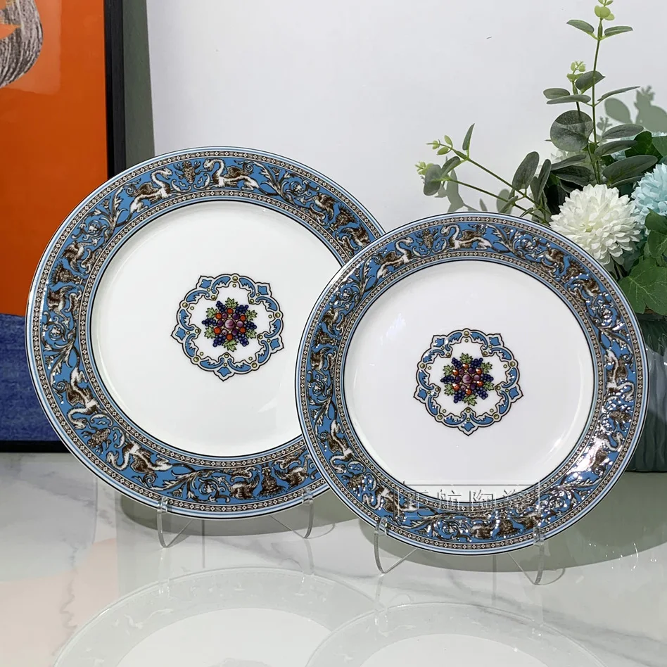 

European-style Luxury Silk Road Bone China Ceramic Dinner Plate Coffee Cup and Saucer Tableware High-end Exquisite Home Gift