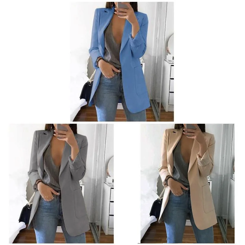 

Женский осенний кардиган с отложным воротником и длинными рукавами