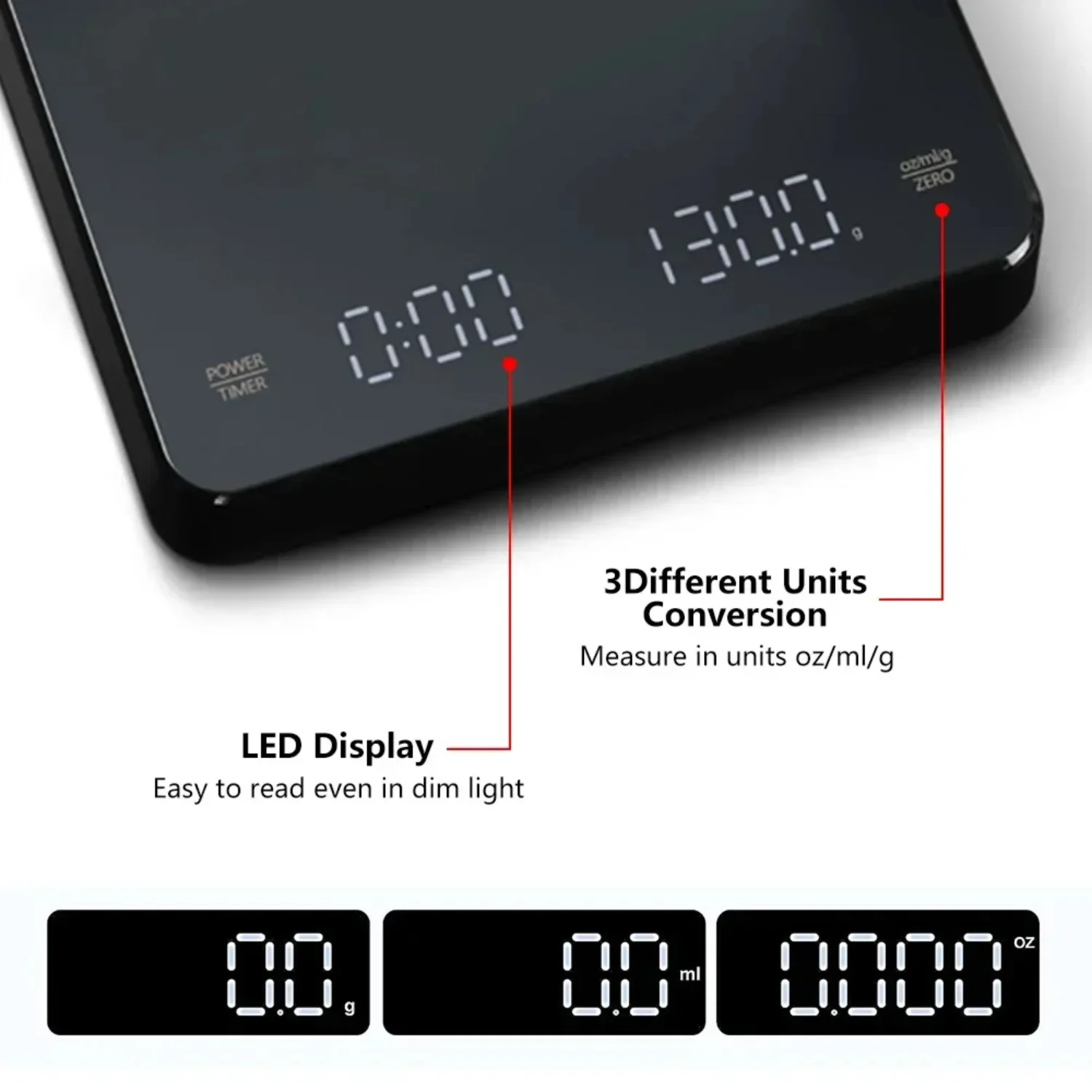 Цифровые весы для кофе с таймером светодиодные эспрессо USB 3 кг макс. Весы 0 1 г