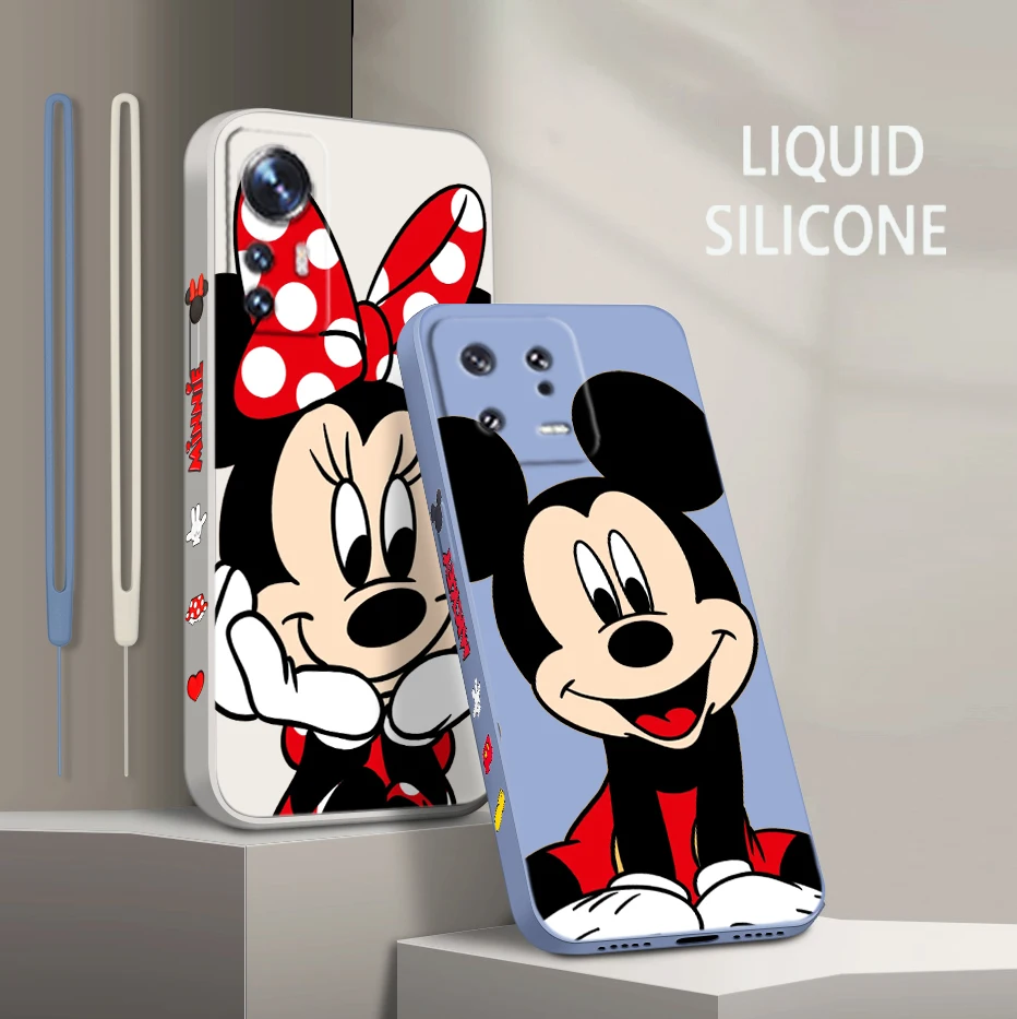 

Cute Mickey Minnie Art For Xiaomi Mi 13 12 12T 11 11T 10 10T 9 9SE Lite Pro Ultra A3 Liquid Left Rope Soft Phone Case Fundas