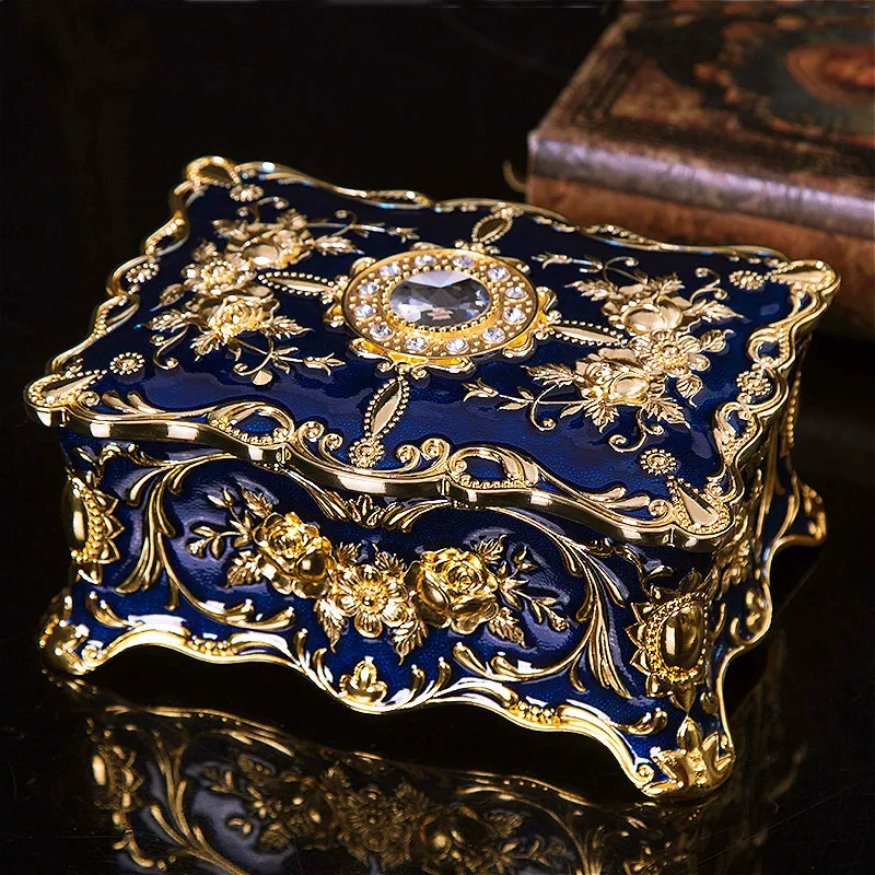 

Metal Crafts European Style Retro Jewelry Box Creative High-end Ring Necklace Small Storage Box Gift Jewelry Organizer