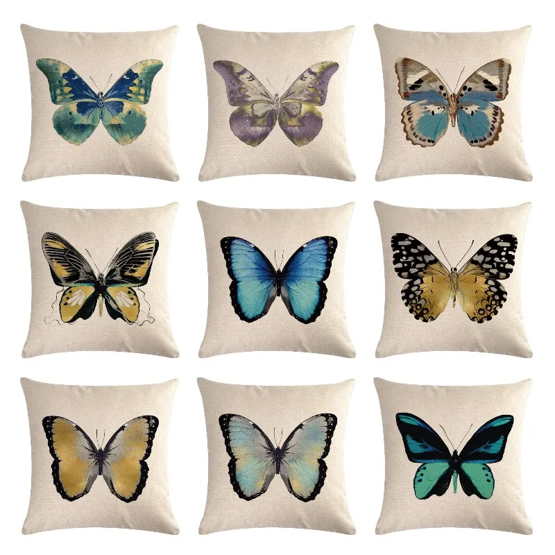 

Butterfly Pattern Cotton Linen Throw Pillow Cushion Cover Car Home Sofa Bed Decorative Throw Pillowcase 45x45cm