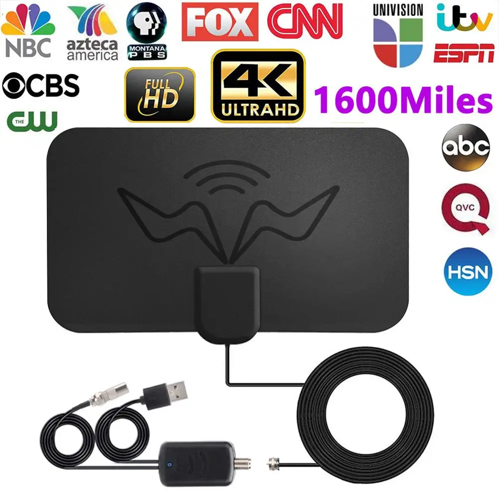 

4K1080P Indoor Digital TV Antenna High Gain 25DB Ultra HD DVB-T TV Antenna With Amplified Signal Booster