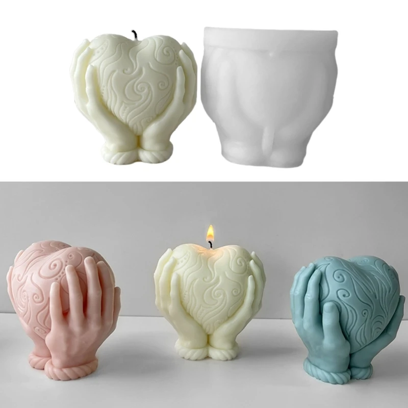 

Holding Heart Candle Silicone Mold Cake Chocolate Fondant Mould DIY Epoxy Resin Mould Jewelry Making Home Decorations