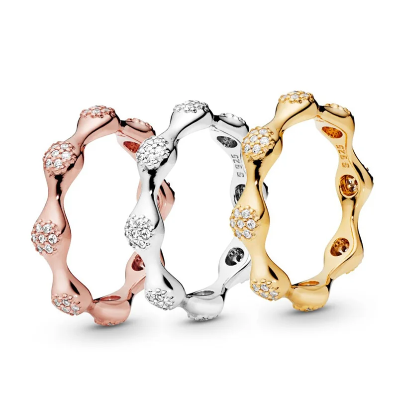 

LR New PAN Flower Sea Ring European And American Simple Zircon Ring 925 Silver Closed Ring Valentine's Day Gift Party