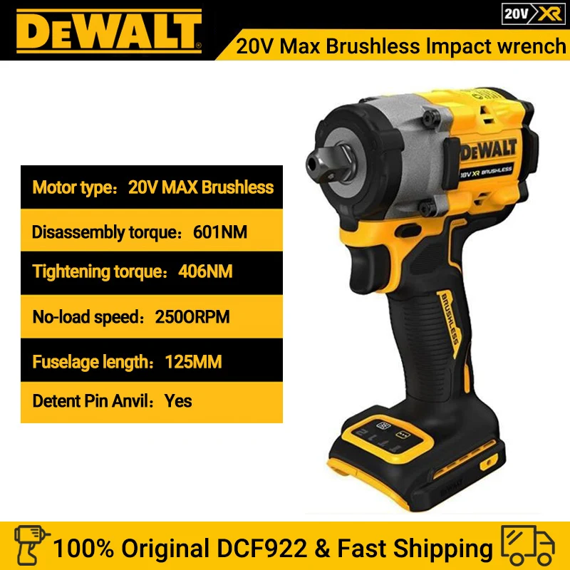DEWALT DCF922 MAX 1/2 in Cordless Impact Wrench  20V Rechargeable 406NM Compact Handheld Brushless Wrench Electrical Tools