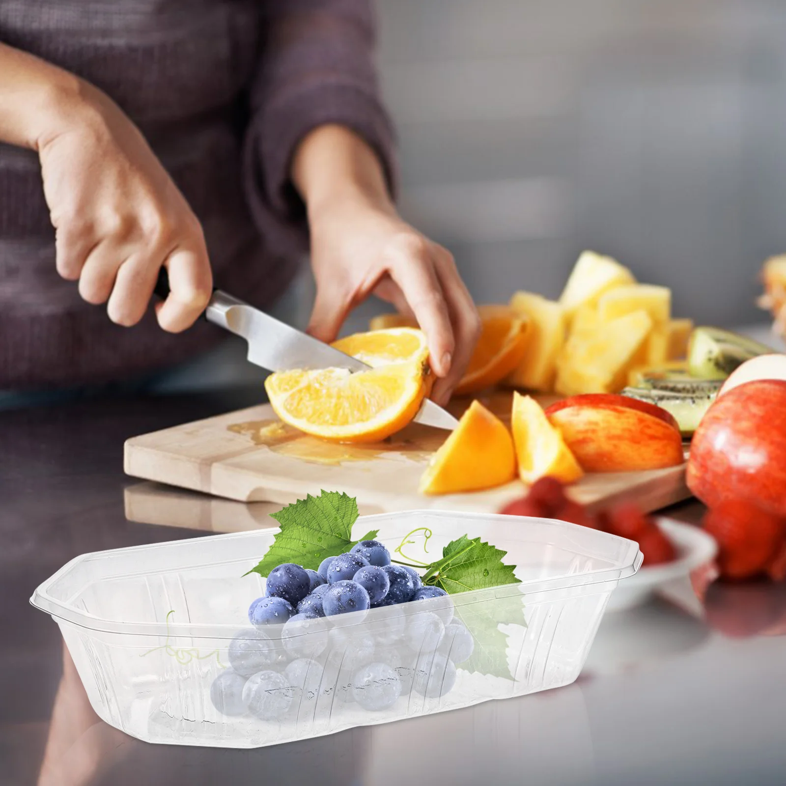 

100pcs Disposable Fruit Storage Tray One Time Packing Box Food Serving Tray