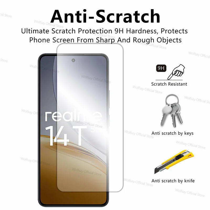 Фото Защитная пленка для экрана Realme 14T 5G, 2/4 шт., закаленное стекло Realme 14T 5G, защитная пленка для телефона с полным клеем для Realme 14T 5G №3