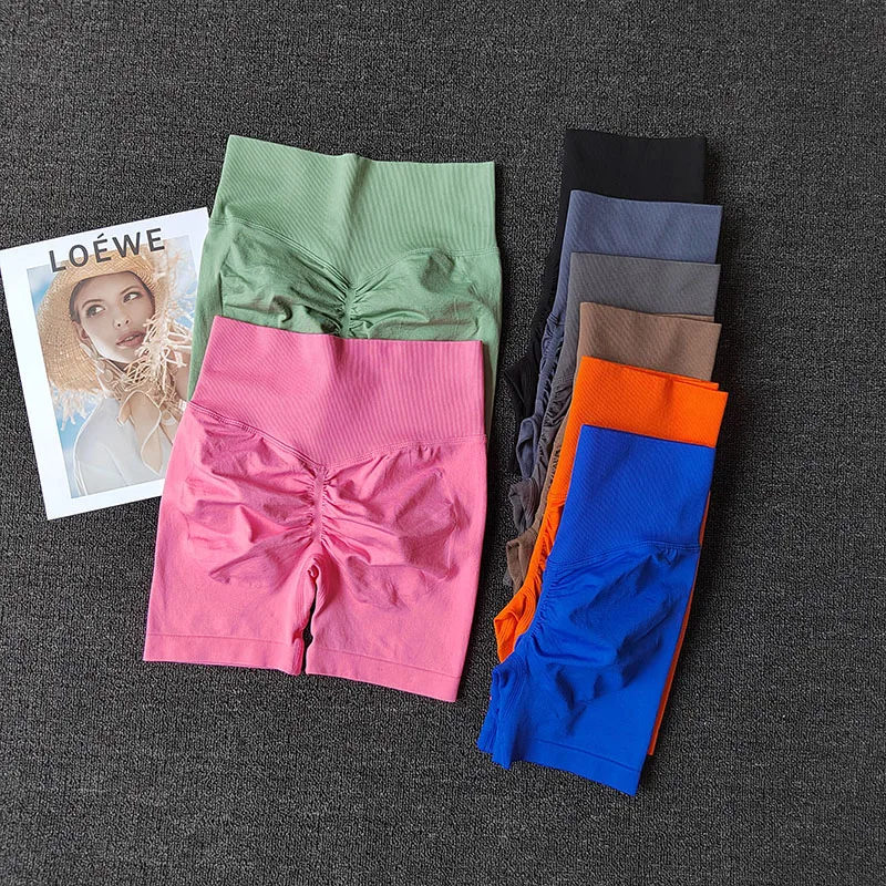 Летние бесшовные шорты для йоги с высокой талией, шорты для тренировок, женские сексуальные утягивающие живот леггинсы для тренажерного зала, дышащие шорты для бега