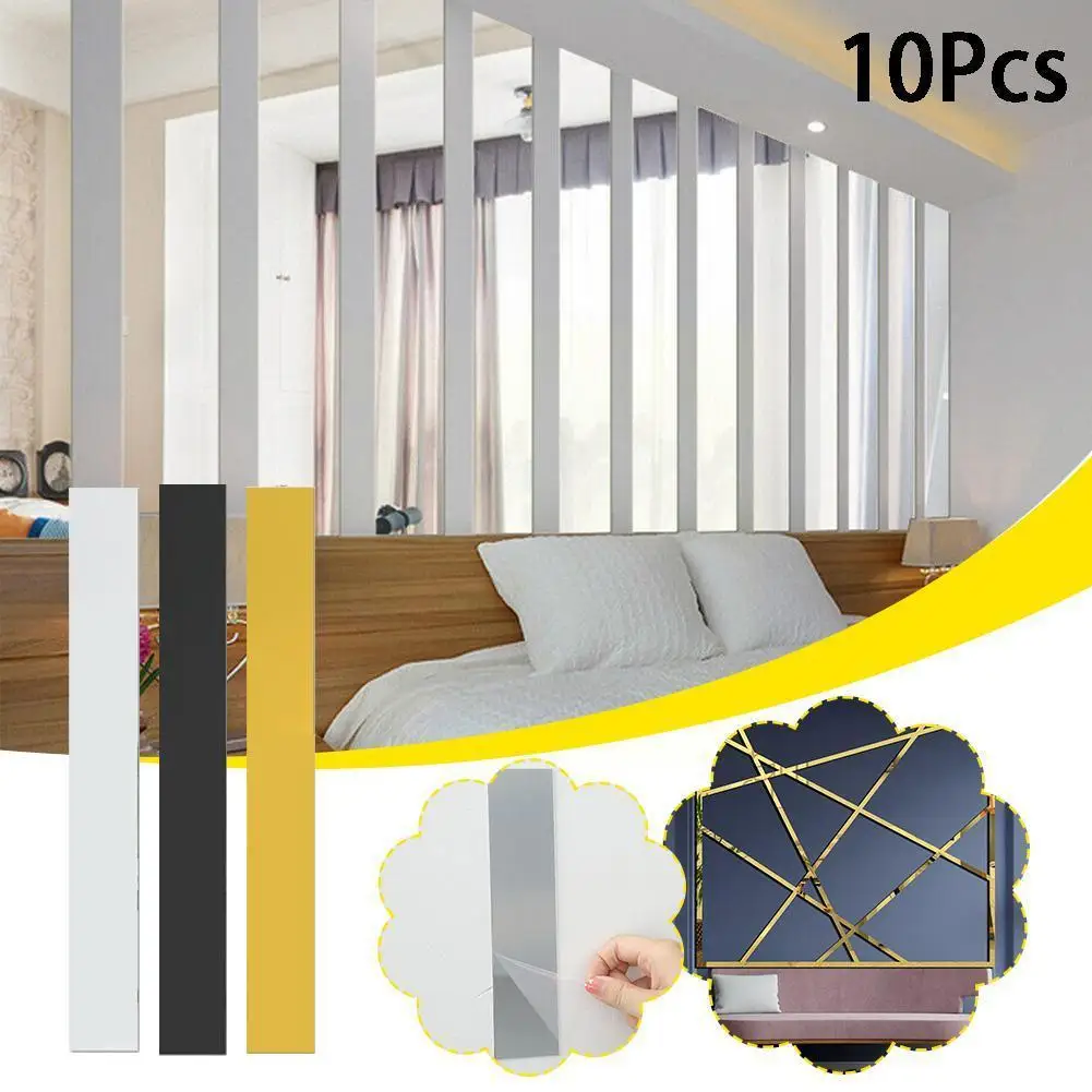 

Mirror Wall Sticker DIY Acrylic Flat Decorative Lines Decoration 3D Edge Living Room Wall Ceiling Strip Gold Background K7S1