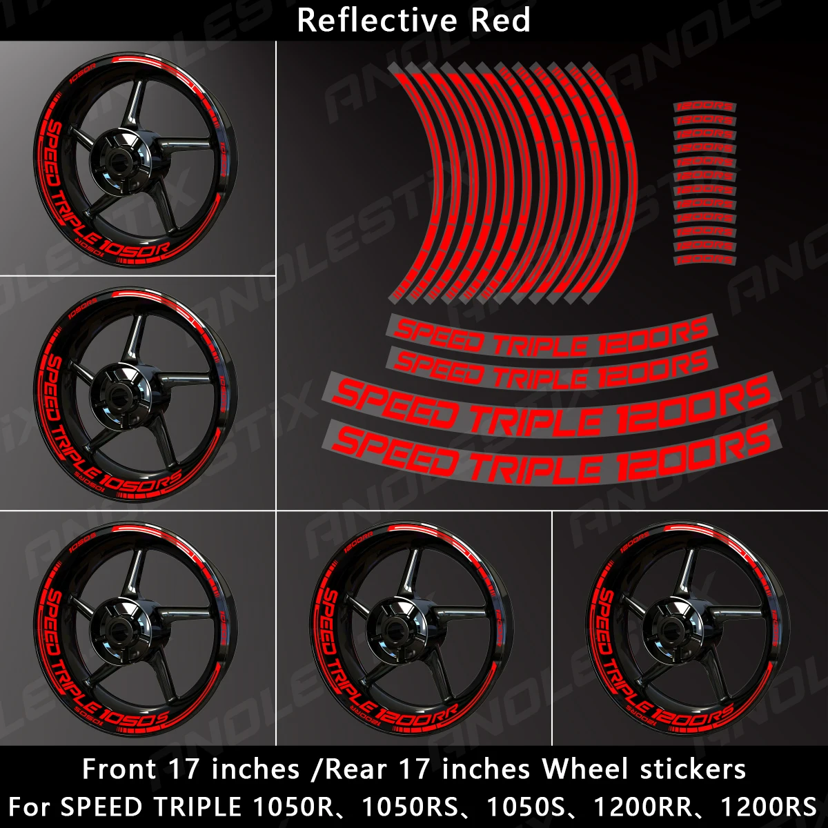 

AnoleStix светоотражающая наклейка на колесо мотоцикла, наклейка на ступицу, обод, лента для Triumph SPEED TRIPLE 1050R 1050RS 1050S 1200RR 1200RS