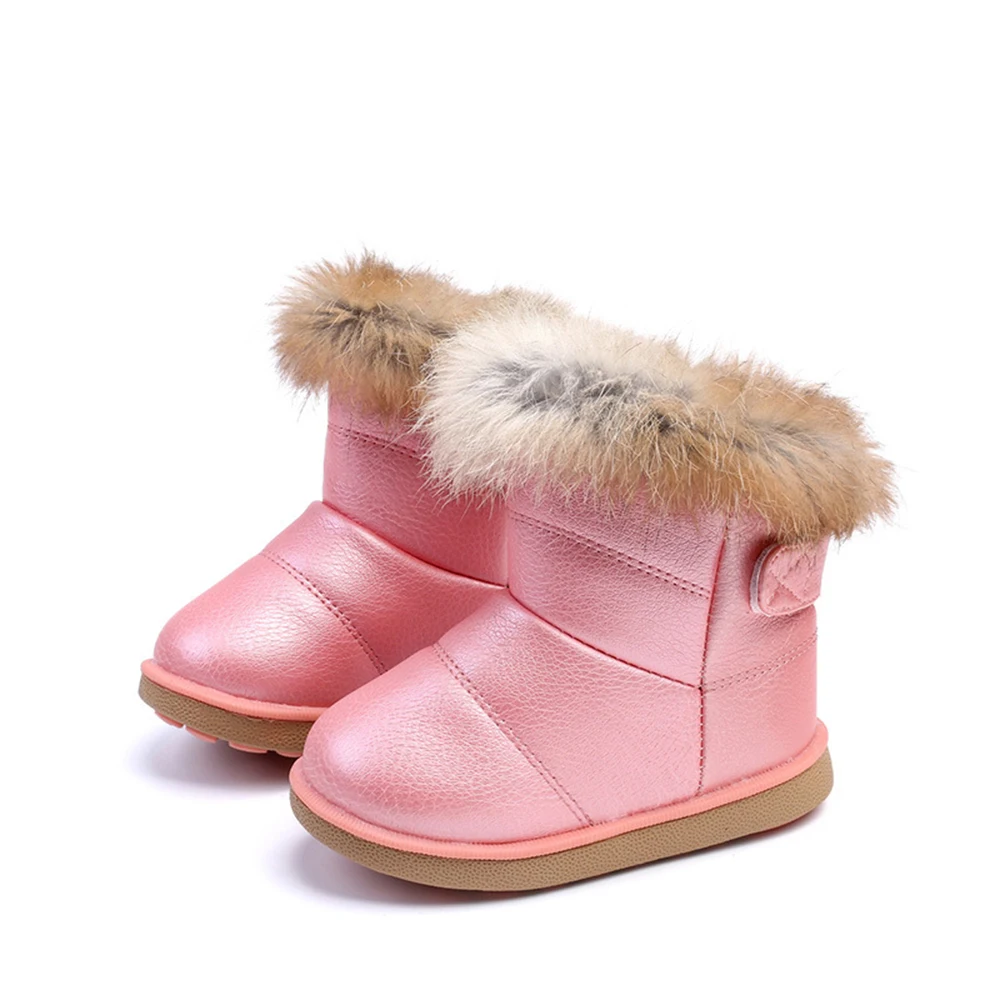 

Toddler Girls Boots Fashion New Winter Snow Boots Kids Fur Collar Warm Snow Boots Toddlers Warm Cotton Plush Fur Cute Clothing