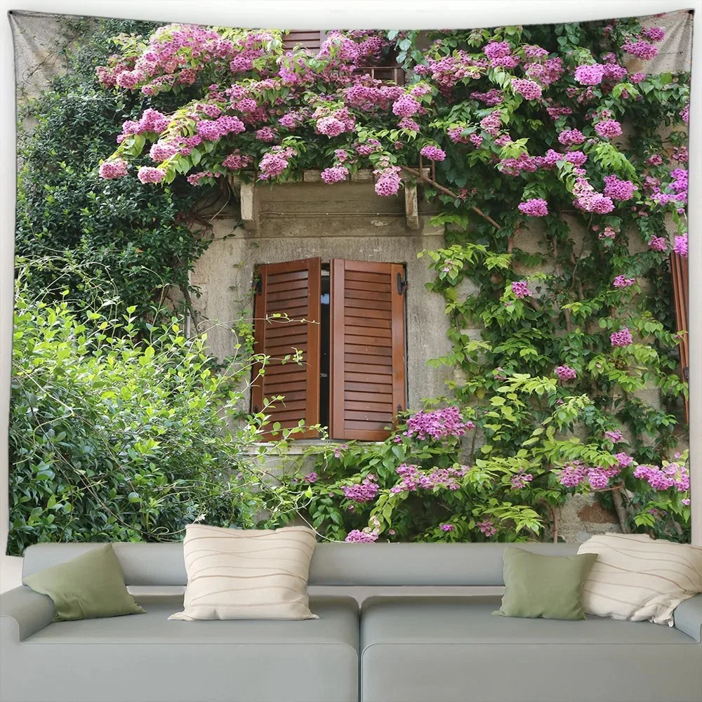 Итальянский уличный цветочный гобелен винтажная архитектура садовые цветы