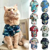 hawaiian style pets dog clothes summer leaf printed beach shirts for small medium cats puppy chihuahua corgi pug t shirts