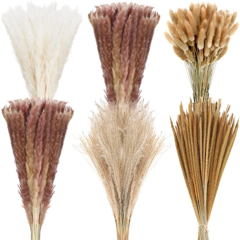 

360Pcs Natural Dried Pampas Grass Decor Pampas Grass Bouquet For Flower Arrangements Wedding Decoration Boho Home Decor