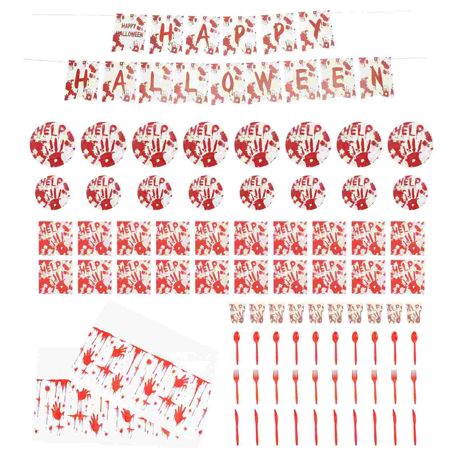 

Halloween Paper Party Plates Napkins Disposable Cup Bloody Dinner Favors Set Tableware Birthday Plate Flatware Napkin Zombie