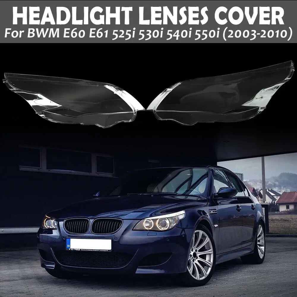 

Right&Left Car Headlight Lens Glass Lampcover Cover Lampshade Shell For BMW E60 E61 25I 530I 545I 550I 2003-2010 HeadlLamp Cover