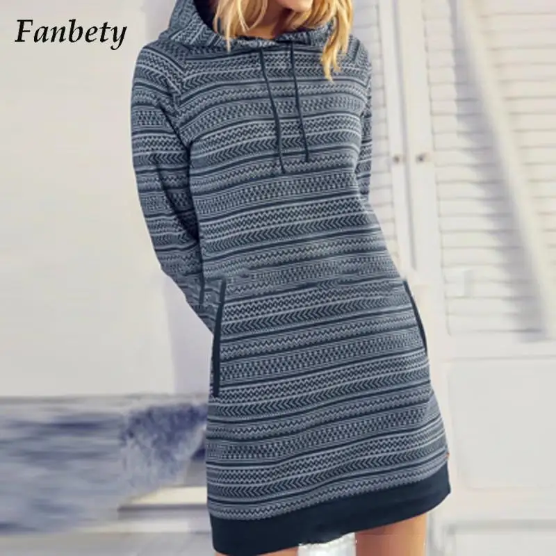 

Женское модное платье-свитшот с принтом и капюшоном, Осеннее Повседневное платье-пуловер с кулиской, Женские Элегантные платья с длинным ру...