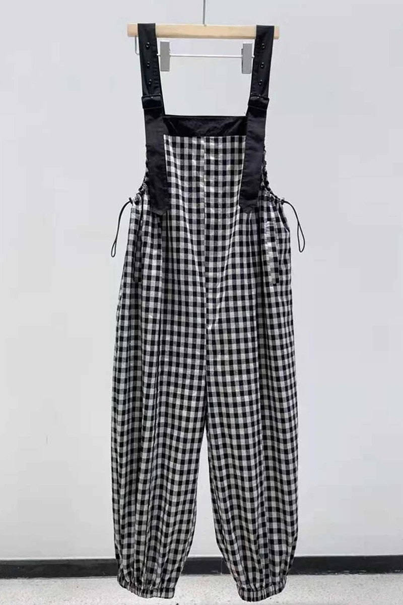 

SuperAen Spring 2022 New Fashion Retro Plaid Casual Strap Women's Harem Pants Full Length