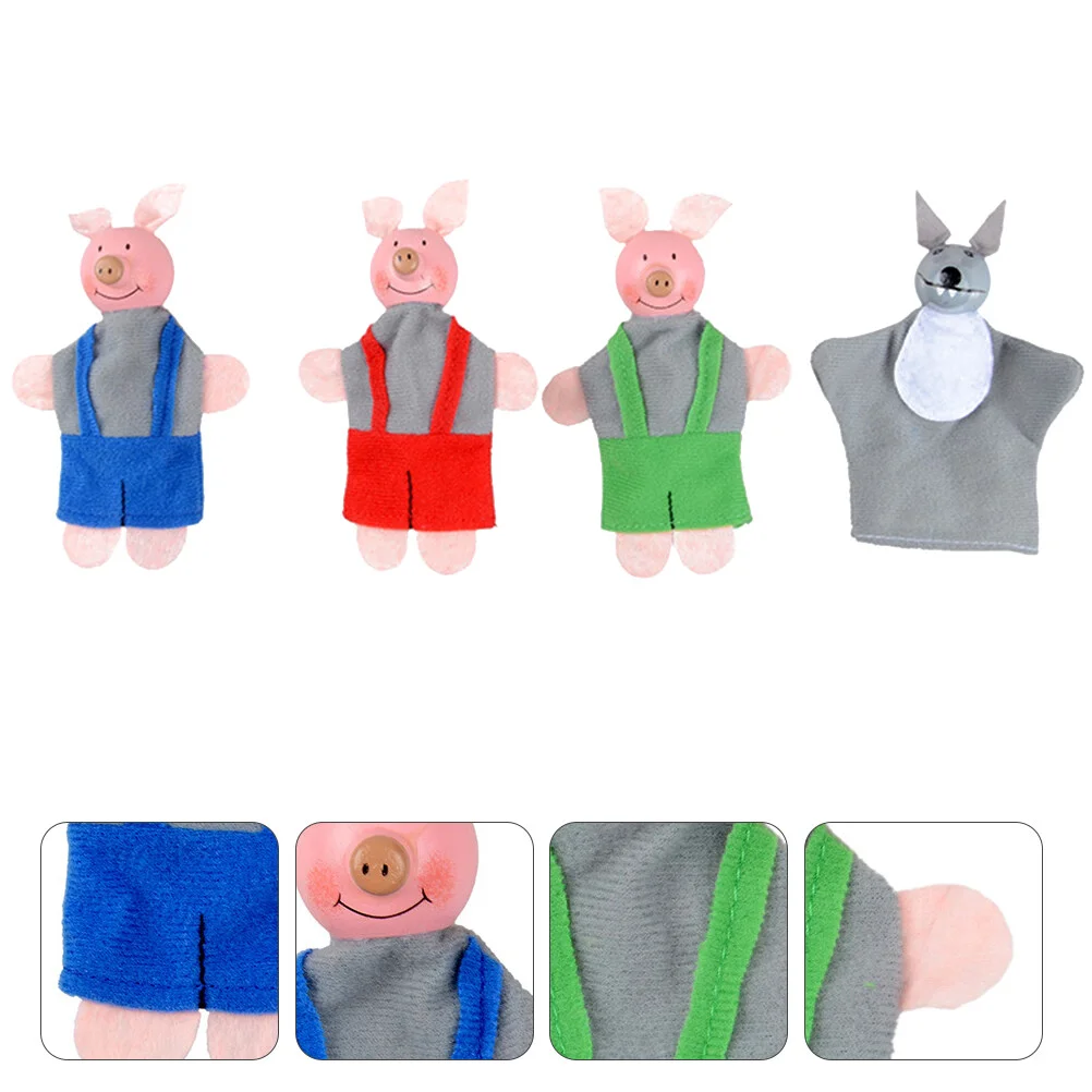 

Plush Mini Toys Kids Finger Plaything Puppets Hand Children Cartoon Wood Cover Parent-child