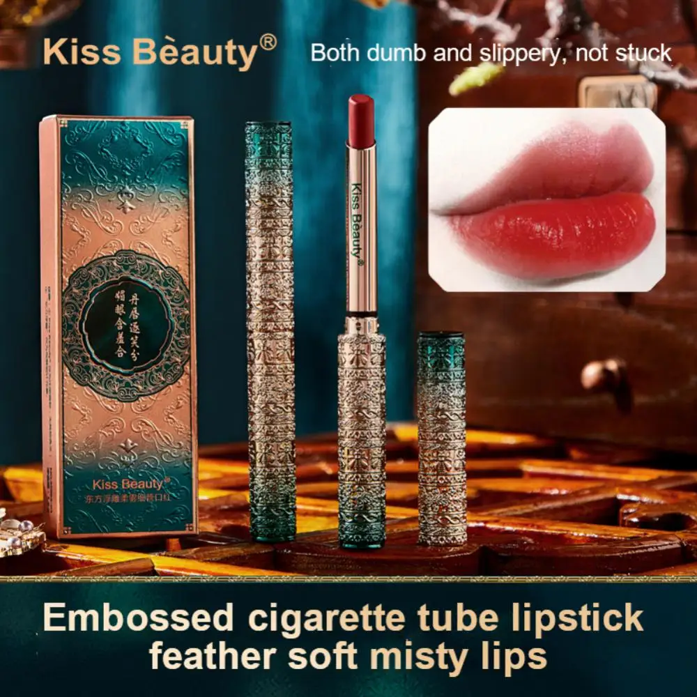

Lasting Colored Lip Tint Delicate Embossed Lipstick Tube Waterproof Lipstick Gift Velvet Matte Lipstick 4 Colors Lips Makeup