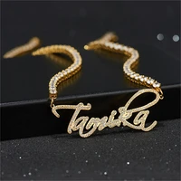 nokmit custom name necklace stainless steel tennis chain personalized crystal zircon name pendant necklace jewelry women gifts