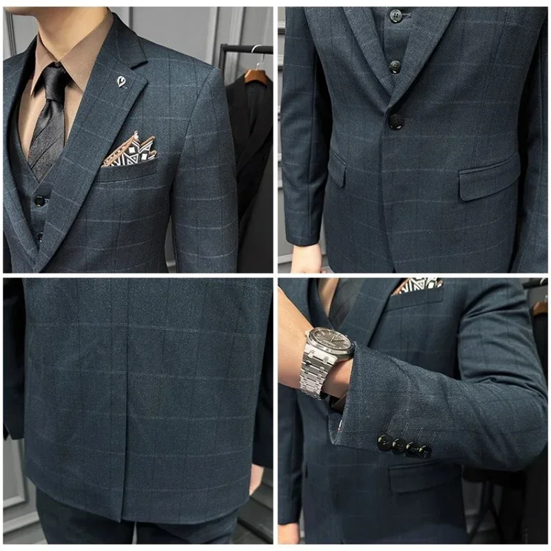 Элегантные Мужские костюмы (джекте + брюки) на одной пуговице облегающие смокинг