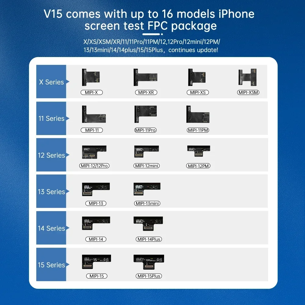 Тестер экрана JC JCID V15PM для iPhone X XS XR 11 12 13 14 15 Pro Max Plus Mini MIPI EDP функция тестирования