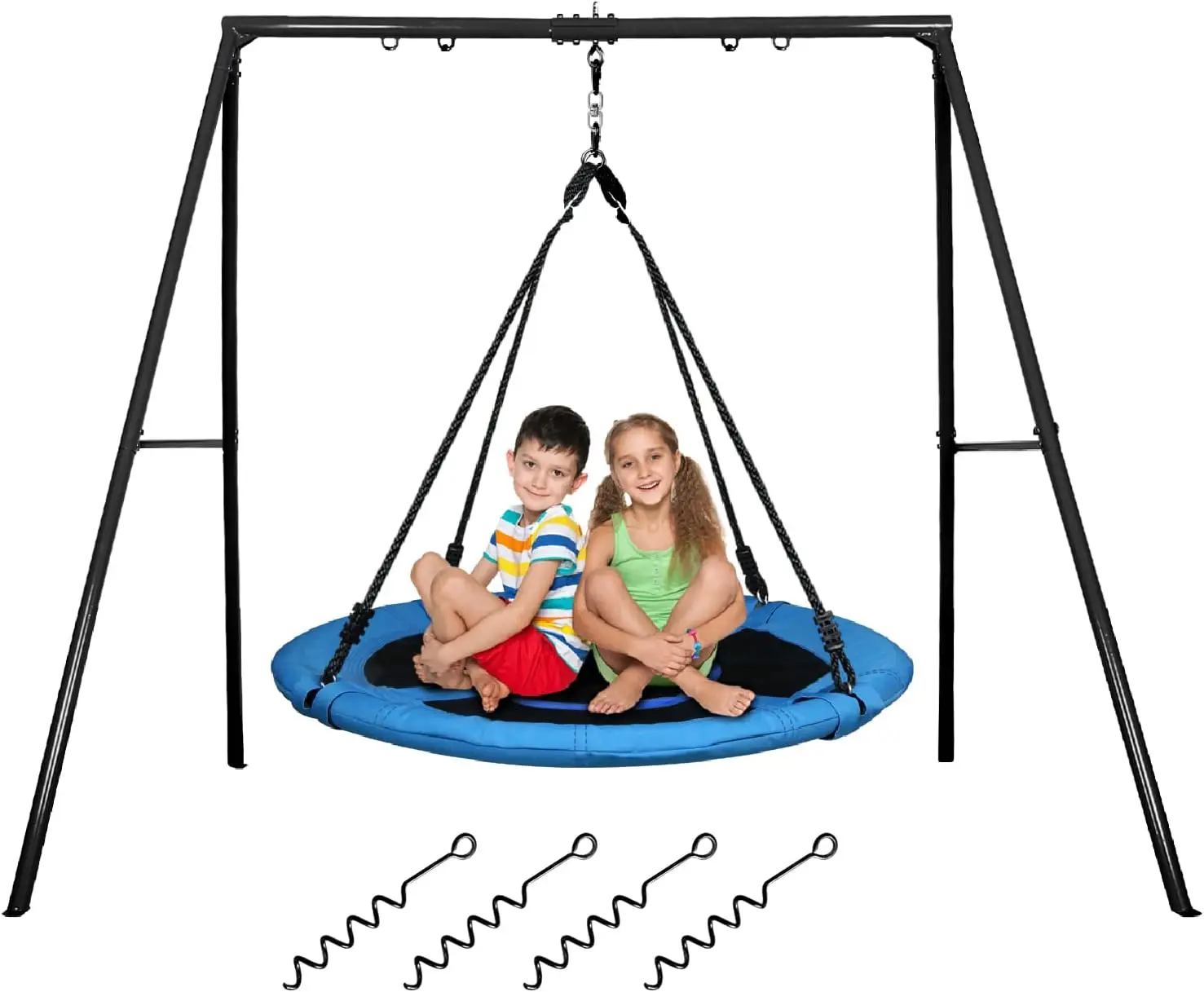 

Swing Set for Backyard, 40" Saucer Swing with Frame for Kids Outdoor, Outdoor Play Equipment