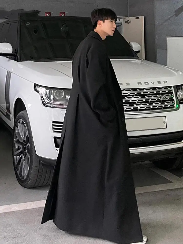 Новинка Осень-зима 2024 очень длинное теплое Черное свободное повседневное