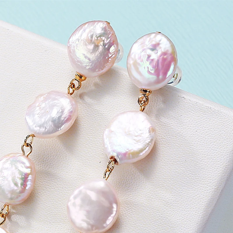 Handmade Pendientes Freshwater White Pearl 7-8mm Earrings For Women 2023 Trending Baroque Shaped Wedding Jewelry