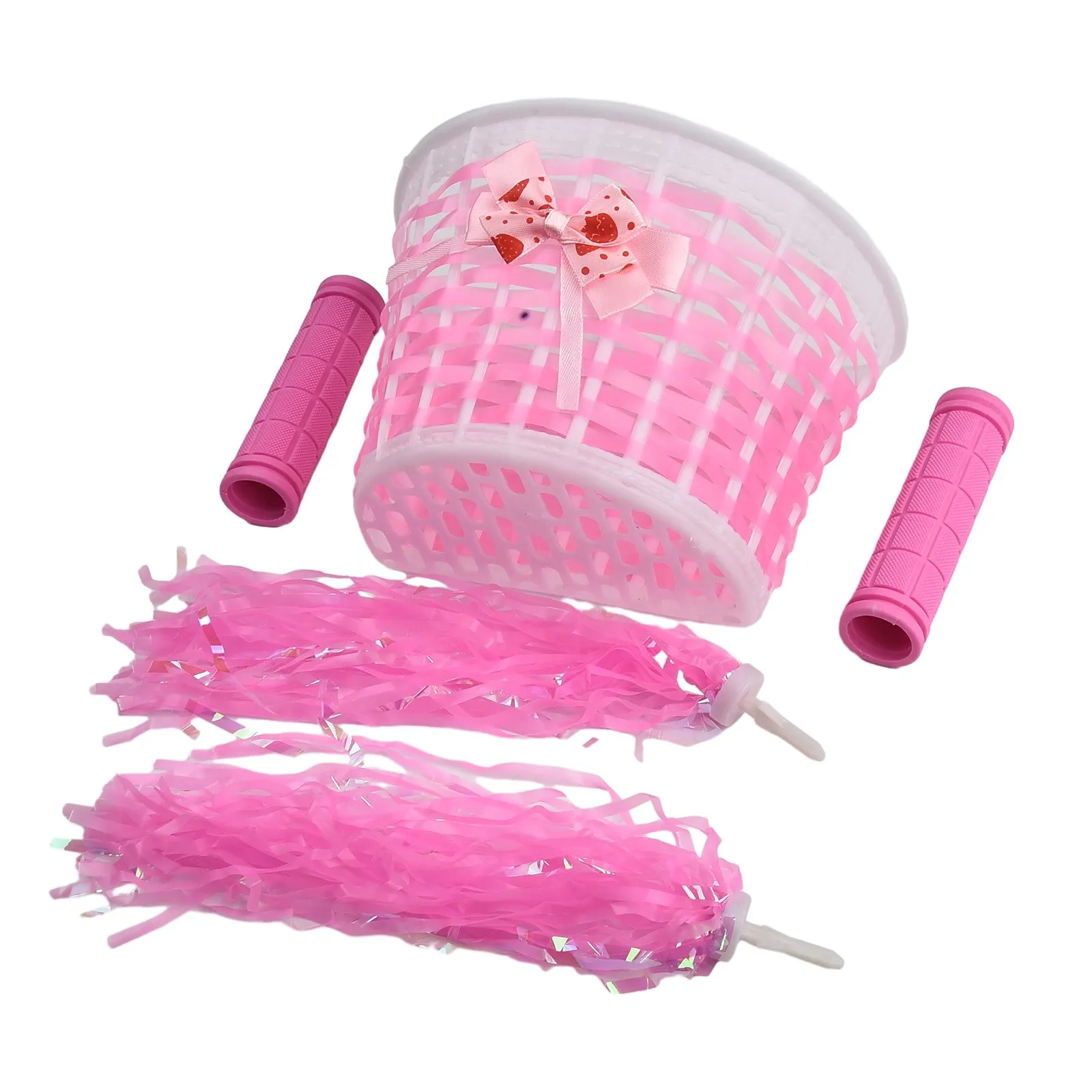 

New High Quality Bicycle Basket Woven Basket Streamers Cycling Components Front Handlebar Pannier With Stickers