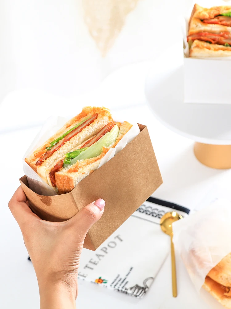 

50pcs Food Hamburger Wrapping Box Oilproof Cake Sandwich Bakery Bread Breakfast Wrapper Paper For Wedding Party Supply