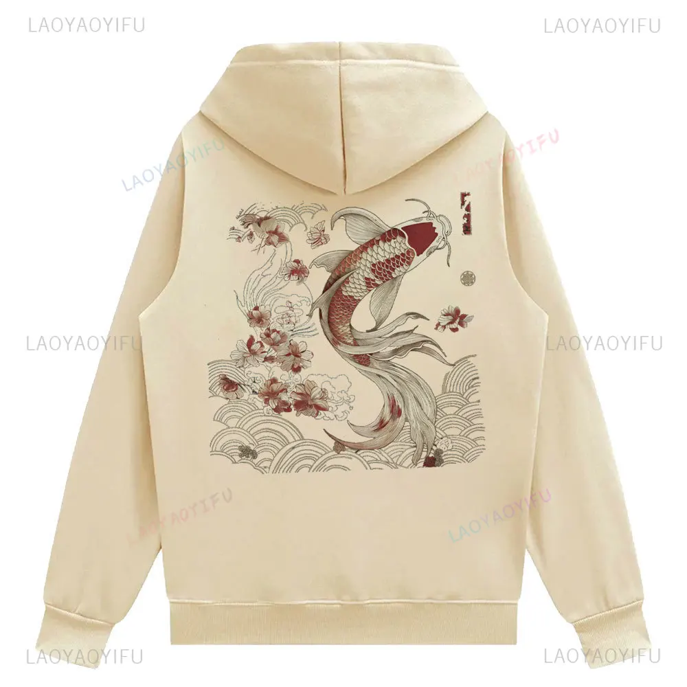 Винтажная японская толстовка с капюшоном в виде рыбы кои морское животное