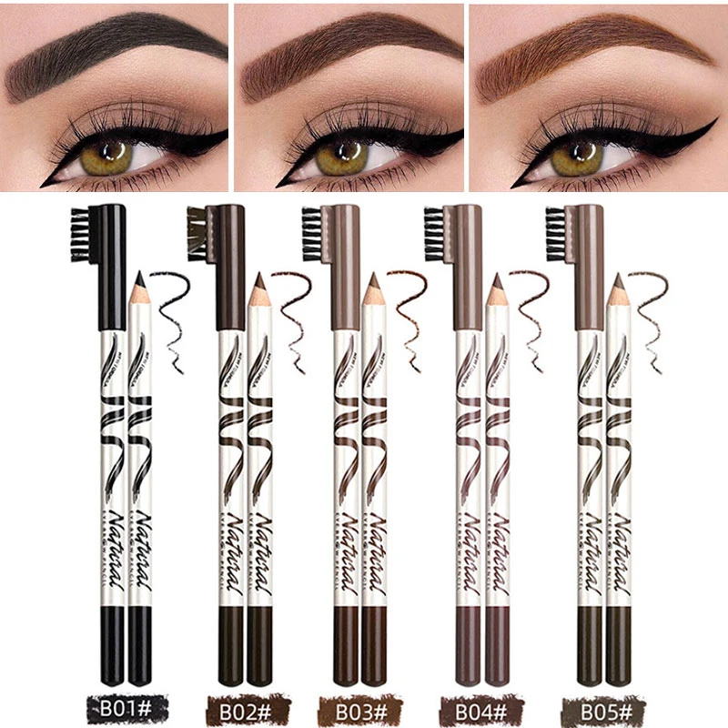 

5 Color With Brush Cap Eyebrow Pen Nature Fine Waterproof Lasting Eyebrow Pencil Brown Black Enhancer Dye Tint Pen Make Up Tools