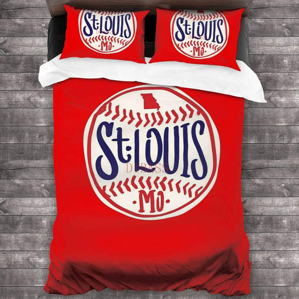 

St. Louis Missouri Hand Drawn Baseball Soft Microfiber Comforter Set with 2 Pillowcase Quilt Cover With Zipper Closure